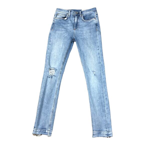 RAG & BONE Light Wash High Rise Ankle Skinny Distressed Carson Style Size 24 - Picture 1 of 6
